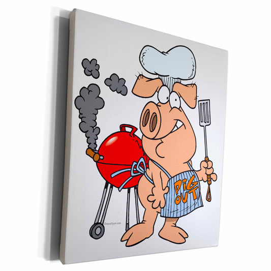 3dRose Funny Pig out Bbq Barbecue Piggy Pig - Museum Grade Canvas Wrap (cw_104097)