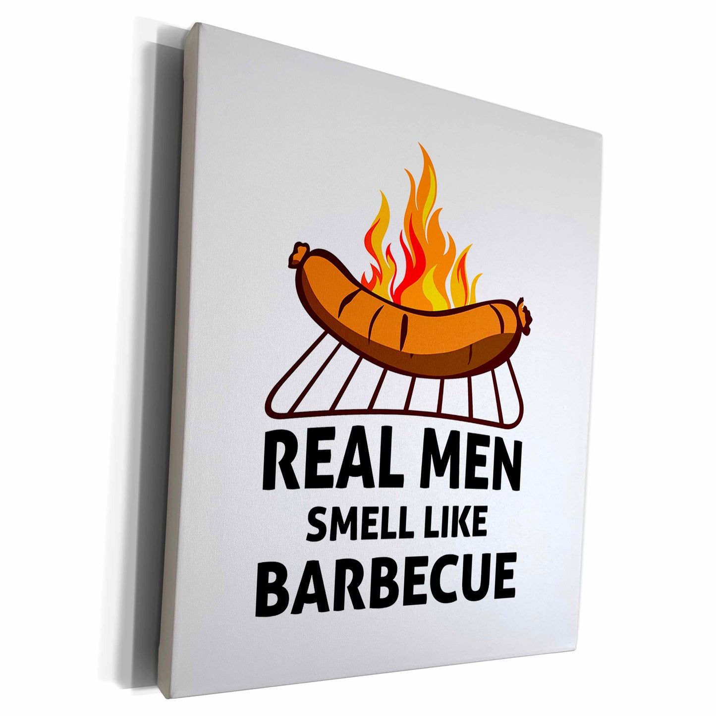 3dRose Real Men Smell Like Barbecue Funny BBQ Quote - Museum Grade Canvas Wrap (cw_316988)